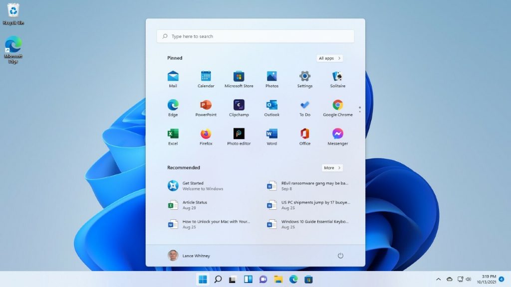 windows 11 start menu