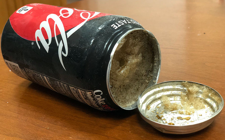 exploded frozen soda can
