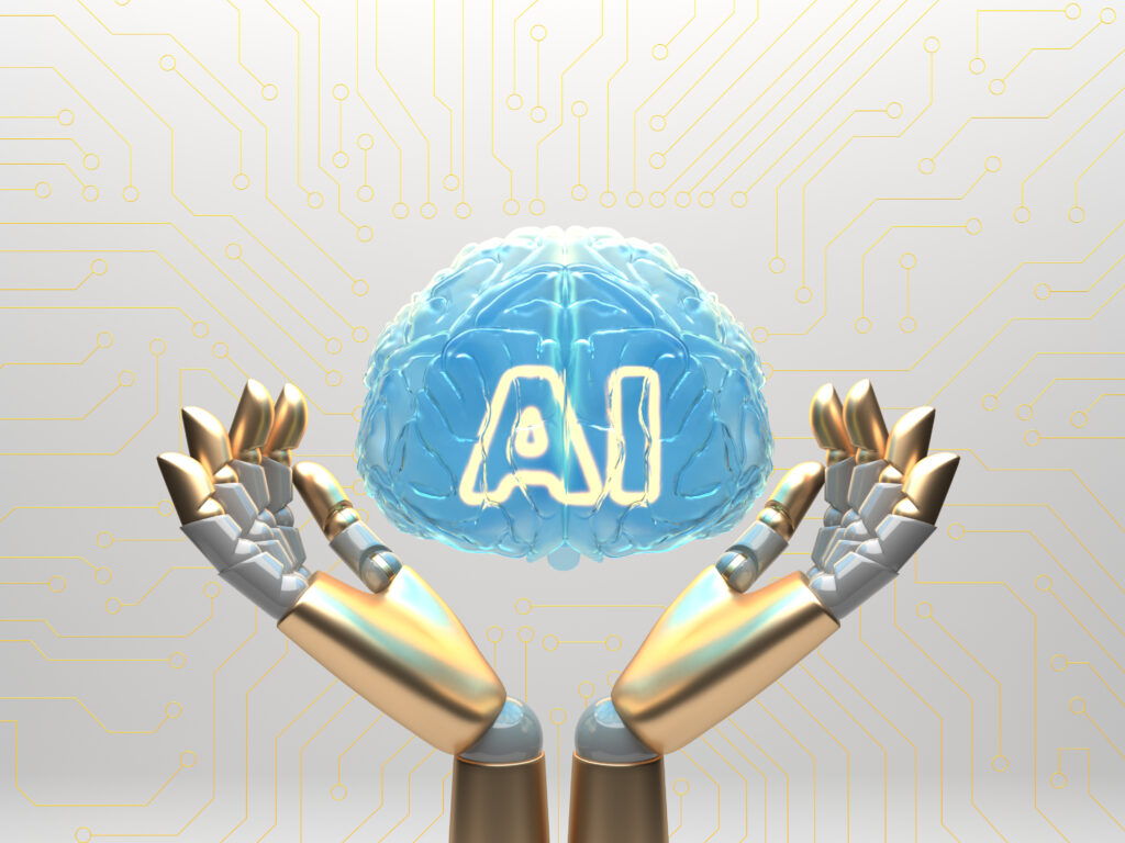 ai cloud concept with robot arms